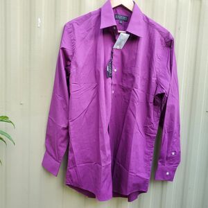 Bergamo New York Regular Fit Easy Care Dress Shirt Pink/purple Size Medium NWT